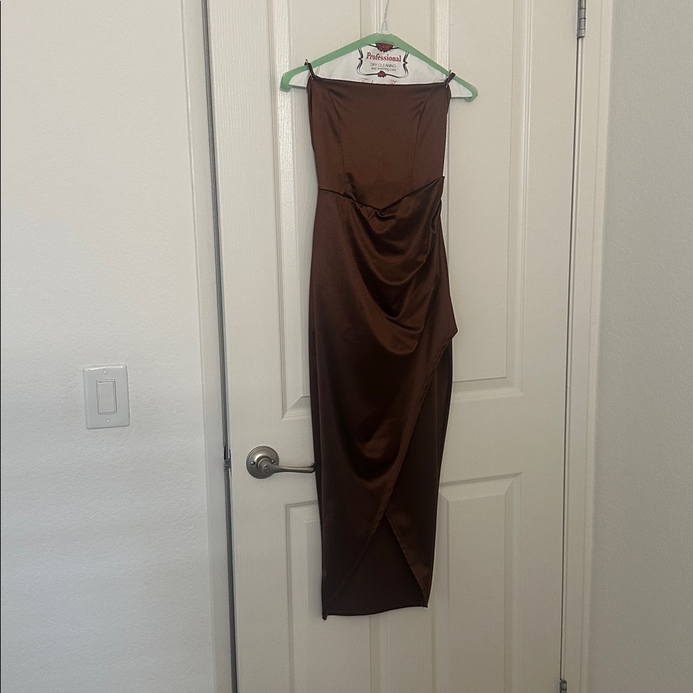 Windsor Rich Brown Strapless Gown
